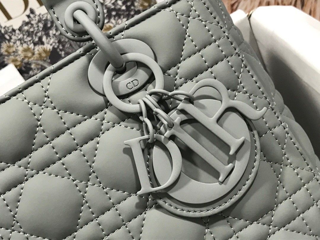 Dior Lady Dior Medium Bag In Grey Ultramatte Cannage Calfskin