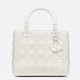 Dior Lady Dior Medium Bag In White Ultramatte Cannage Calfskin