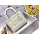 Dior Lady Dior Medium Bag In White Ultramatte Cannage Calfskin