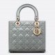 Dior Lady Dior Medium Bag In Grey Patent Cannage Calfskin