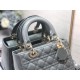 Dior Lady Dior Medium Bag In Grey Patent Cannage Calfskin