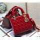 Dior Lady Dior Medium Bag In Red Patent Cannage Calfskin