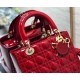 Dior Lady Dior Medium Bag In Red Patent Cannage Calfskin