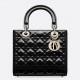 Dior Lady Dior Medium Bag In Black Patent Leather