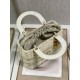 Dior Medium Lady Dior Bag In Wicker and White Oblique Jacquard