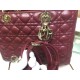 Dior Lady Dior Large Bag In Bordeaux Cannage Lambskin