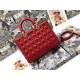 Dior Lady Dior Large Bag In Red Cannage Lambskin