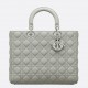 Dior Lady Dior Large Bag In Grey Ultramatte Cannage Calfskin