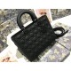 Dior Lady Dior Large Bag In Black Ultramatte Cannage Calfskin