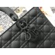 Dior Lady Dior Large Bag In Black Ultramatte Cannage Calfskin