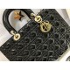 Dior Lady Dior Large Bag In Black Patent Cannage Calfskin