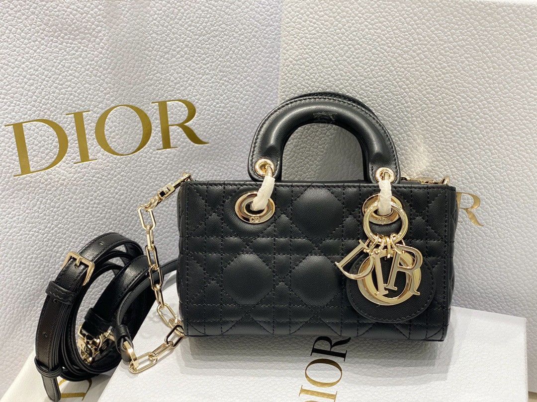 Dior Lady D-Joy Micro Bag In Black Cannage Lambskin