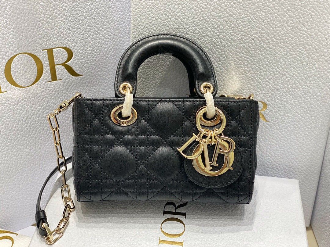 Dior Lady D-Joy Micro Bag In Black Cannage Lambskin