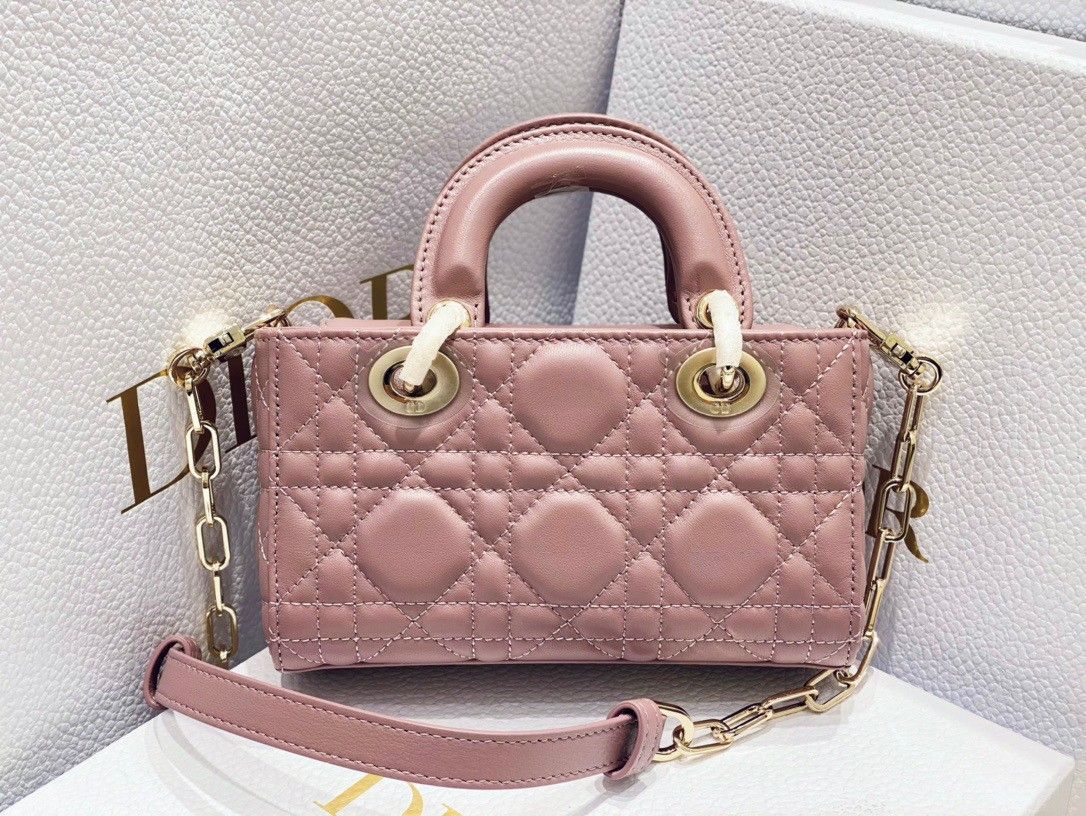 Dior Lady D-Joy Micro Bag In Peony Pink Cannage Lambskin