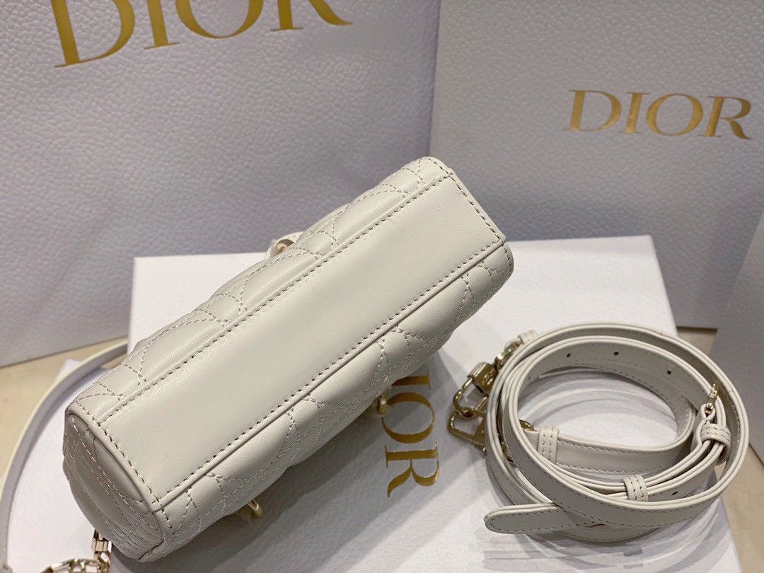 Dior Lady D-Joy Micro Bag In White Cannage Lambskin