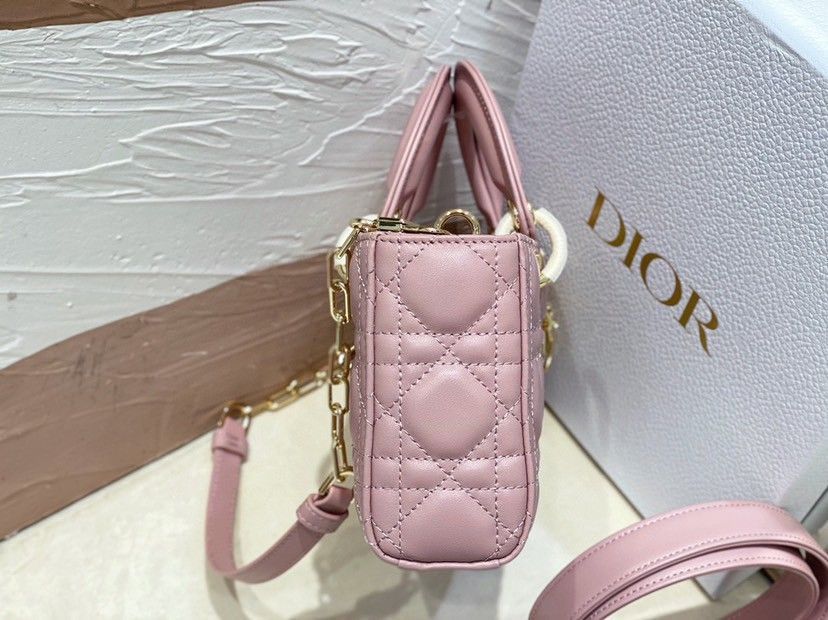 Dior Lady D-Joy Small Bag In Peony Pink Cannage Lambskin