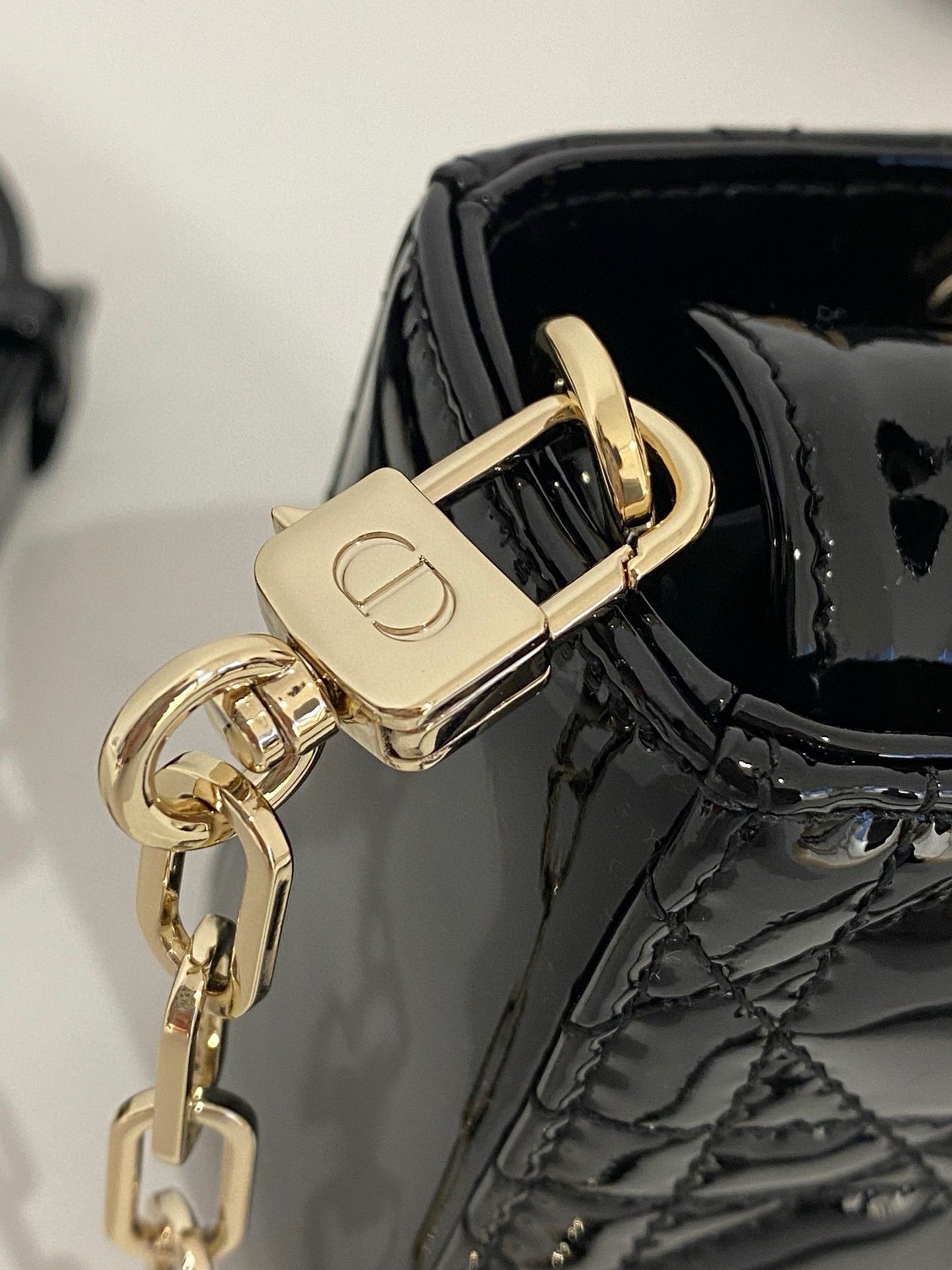 Dior Lady D-Joy Small Bag in Black Patent Calfskin