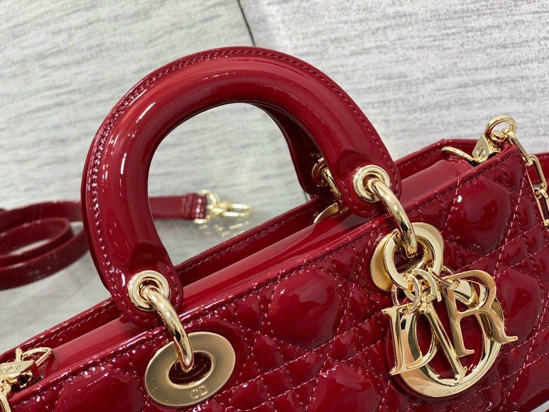 Dior Lady D-Joy Small Bag in Red Patent Calfskin