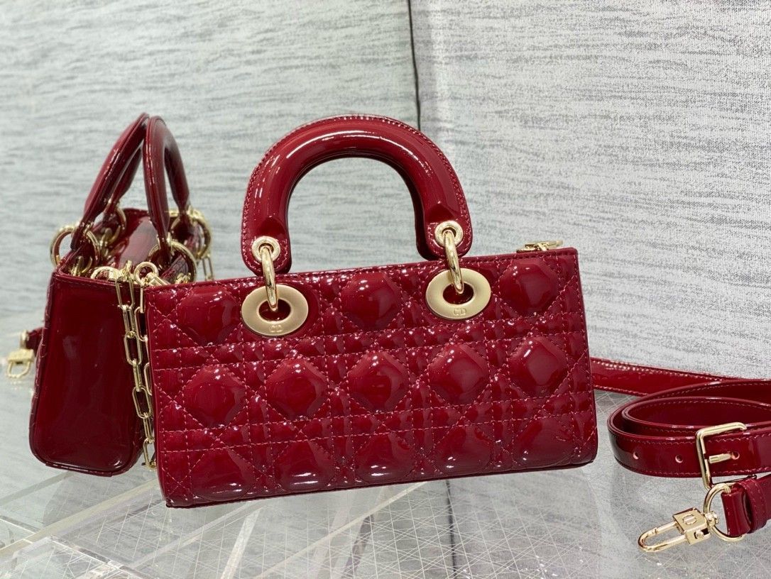 Dior Lady D-Joy Small Bag in Red Patent Calfskin