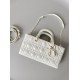 Dior Lady D-Joy Medium Bag In White Calfskin with Diamond Motif