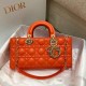 Dior Lady D-Joy Medium Bag In Orange Cannage Lambskin