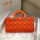 Dior Lady D-Joy Medium Bag In Orange Cannage Lambskin