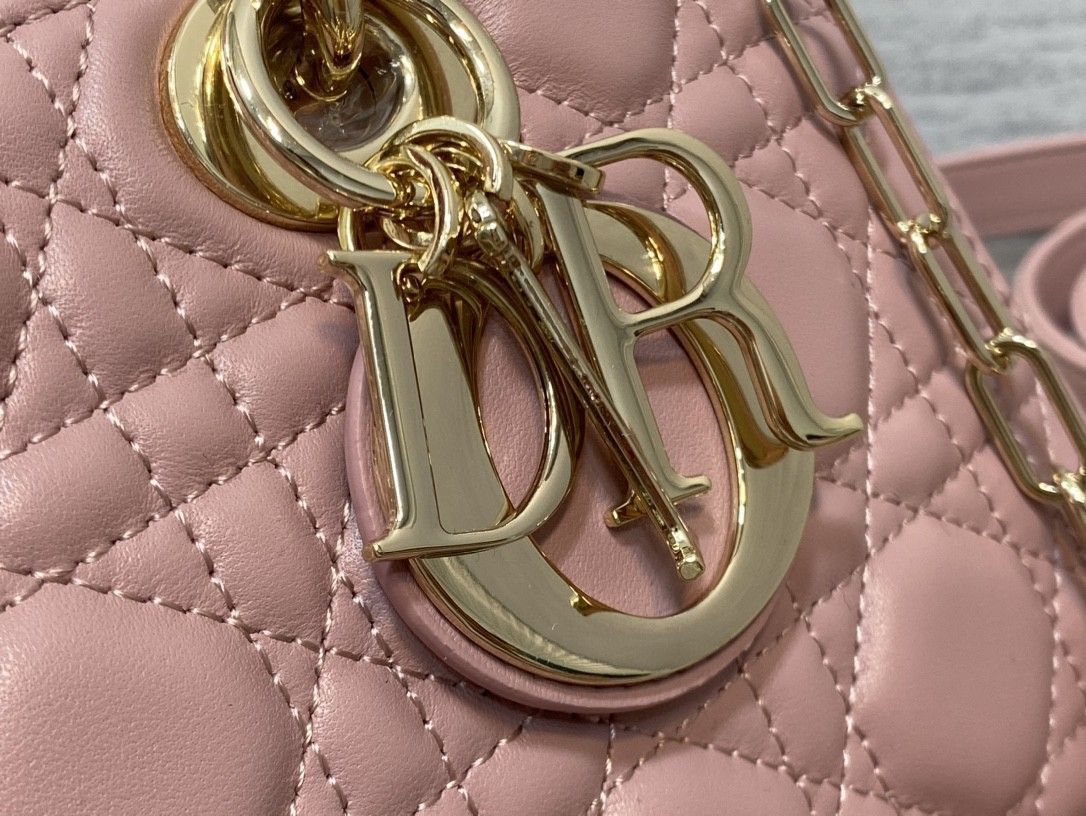 Dior Lady D-Joy Medium Bag In Peony Pink Cannage Lambskin