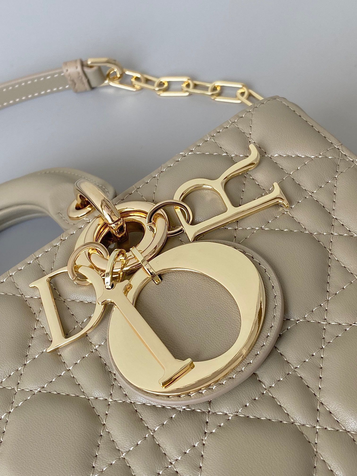 Dior Lady D-Joy Medium Bag In Sand Cannage Lambskin