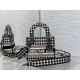 Dior Lady D-Lite Mini Bag In Black and White Houndstooth Embroidery