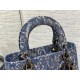 Dior Lady D-Lite Medium Bag In Blue Brocart Denim-Effect Embroidery