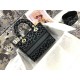 Dior Lady D-Lite Bag Medium In Grey Mizza Embroidery