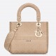 Dior Lady D-Lite Medium Bag In Beige Cannage Embroidered Canvas