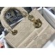 Dior Lady D-Lite Medium Bag In Beige Cannage Embroidered Canvas