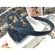 Dior Lady D-Lite Medium Bag In Blue Cannage Embroidered Canvas