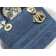 Dior Lady D-Lite Medium Bag In Blue Cannage Embroidered Canvas