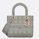 Dior Lady D-Lite Medium Bag In Grey Cannage Embroidered Canvas