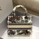 Dior Lady D-Lite Medium Bag In White Jardin d'Hiver Embroidery