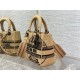 Dior Lady D-Lite Medium Bag In Beige Jute Canvas with Dior Union Motif