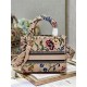 Dior Lady D-Lite Medium Bag In Beige Raffia Embroidered with Dior Petites Fleurs