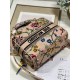 Dior Lady D-Lite Medium Bag In Beige Raffia Embroidered with Dior Petites Fleurs