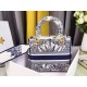 Dior Lady D-Lite Medium Bag In Blue Multicolor Rêve d'Infini Embroidery