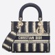 Dior Lady D-Lite Medium Bag In Blue D-Stripes Embroidery