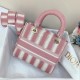 Dior Lady D-Lite Medium Bag In Pink D-Stripes Embroidery