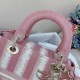 Dior Lady D-Lite Medium Bag In Pink D-Stripes Embroidery