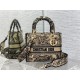 Dior Lady D-Lite Medium Bag In Brown Toile de Jouy Embroidery