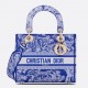 Dior Lady D-Lite Medium Bag In Fluorescent Blue Toile de Jouy Reverse Embroidery