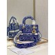 Dior Lady D-Lite Medium Bag In Fluorescent Blue Toile de Jouy Reverse Embroidery