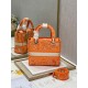 Dior Lady D-Lite Medium Bag In Fluorescent Orange Toile de Jouy Reverse Embroidery