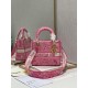 Dior Lady D-Lite Medium Bag In Fluorescent Pink Toile de Jouy Reverse Embroidery