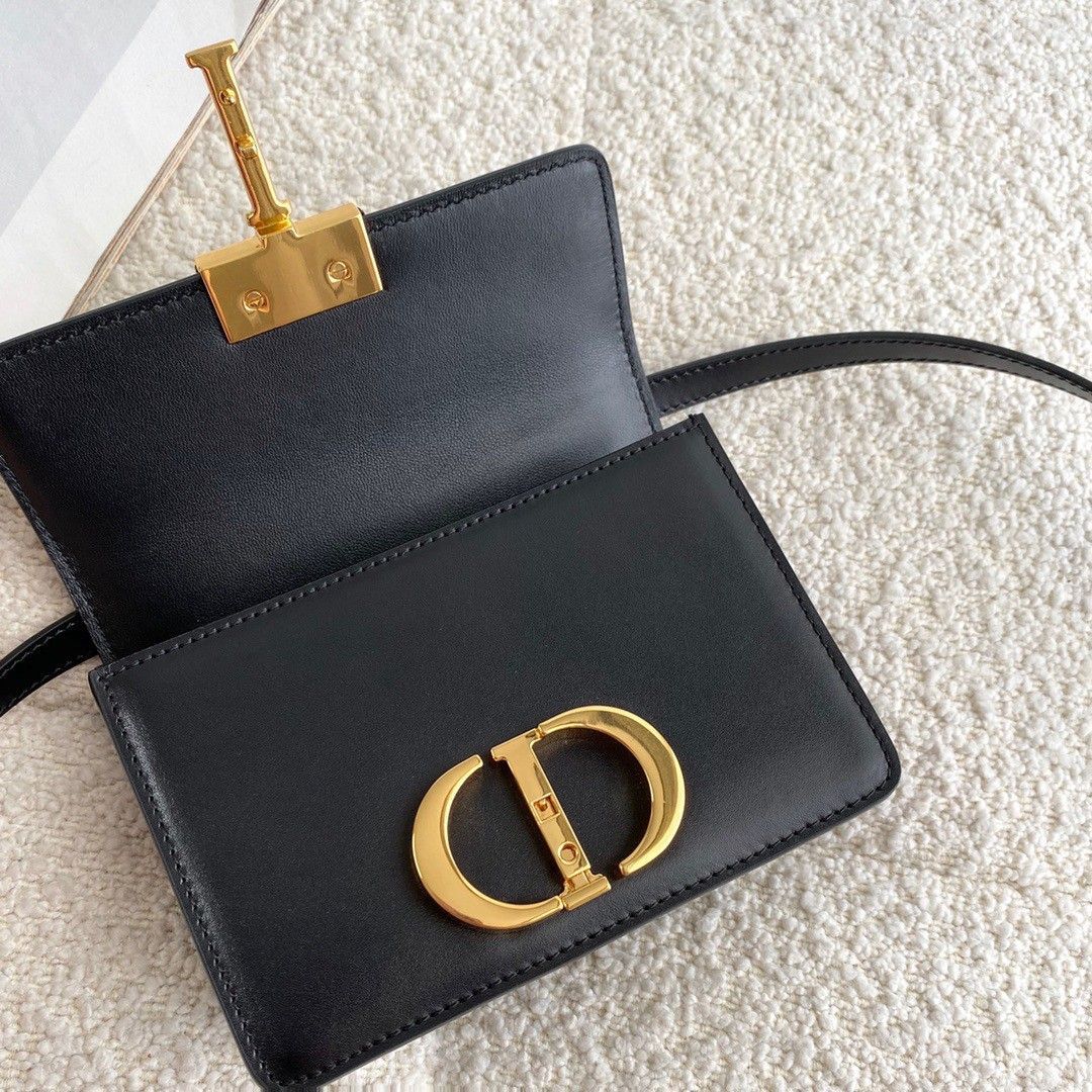 Dior 30 Montaigne Micro Bag In Black Box Calfskin